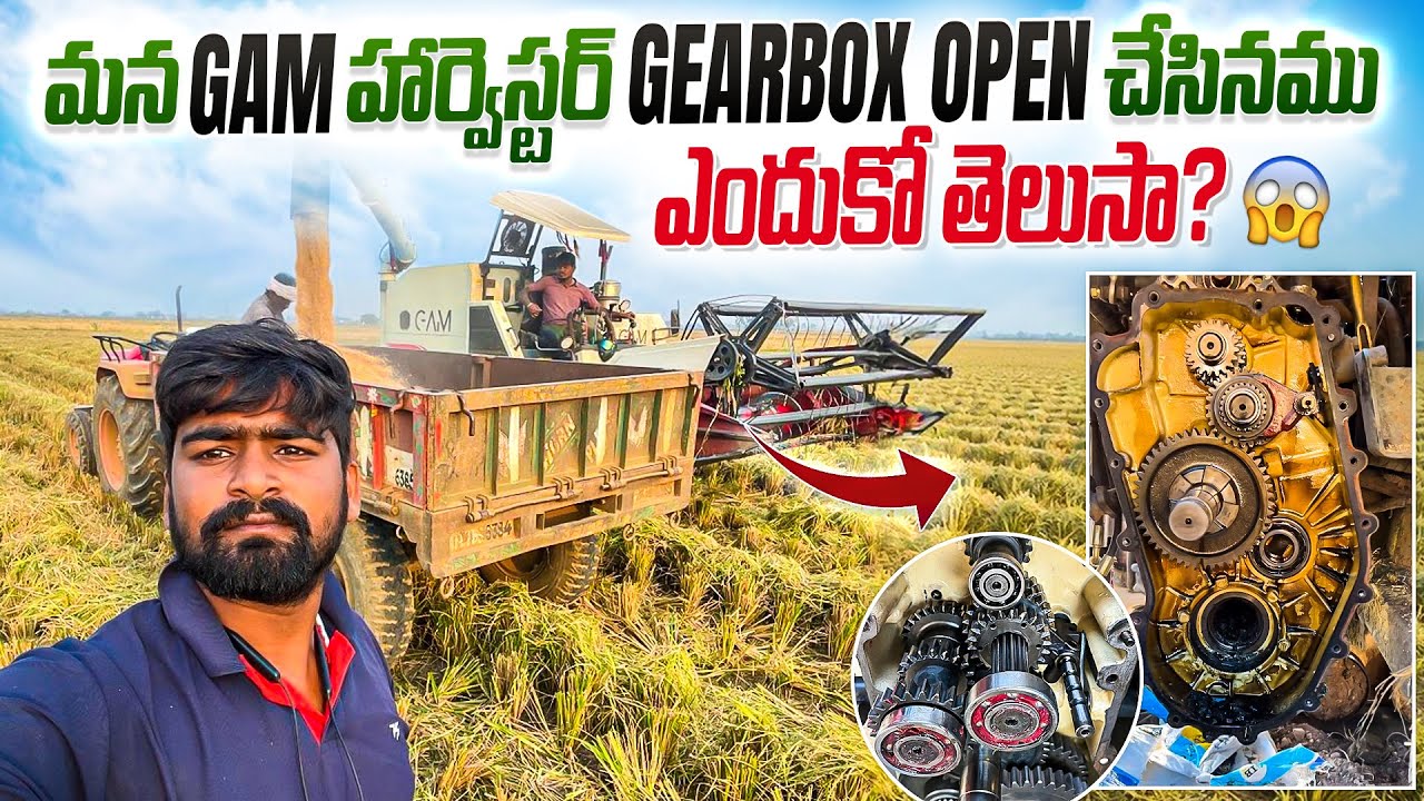  GAM హార్వెస్టర్ gearbox open చేసినము...????🤔🤔 Telugu harvester vlogs 