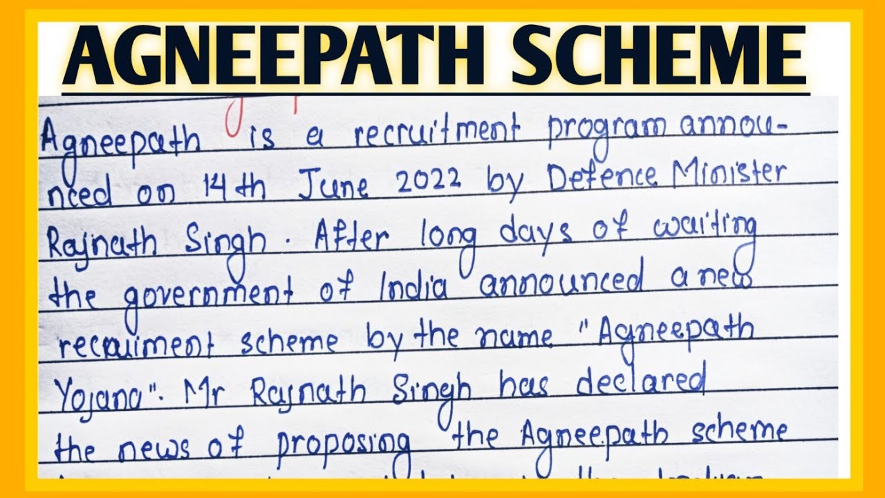 Agneepath Scheme short paragraf essay in English l Agneepath Scheme paragraf essay l Agneepath schem