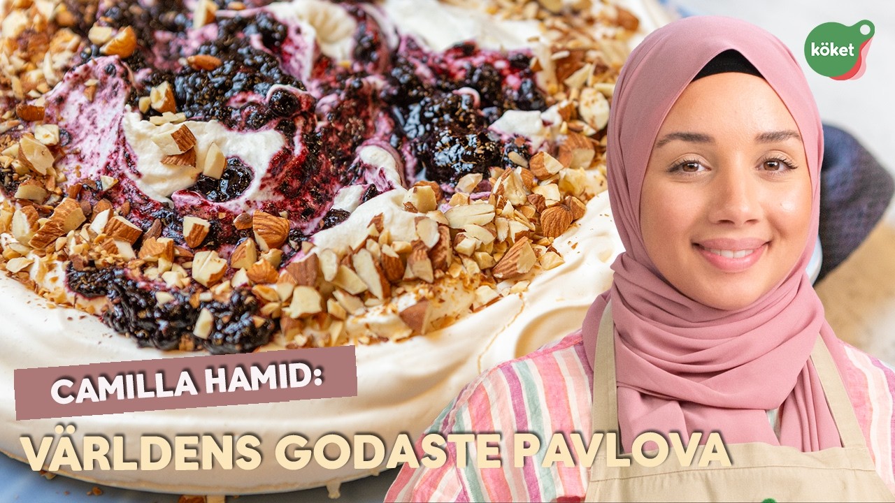 Pavlova med blåbär och rostade mandlar - Köket