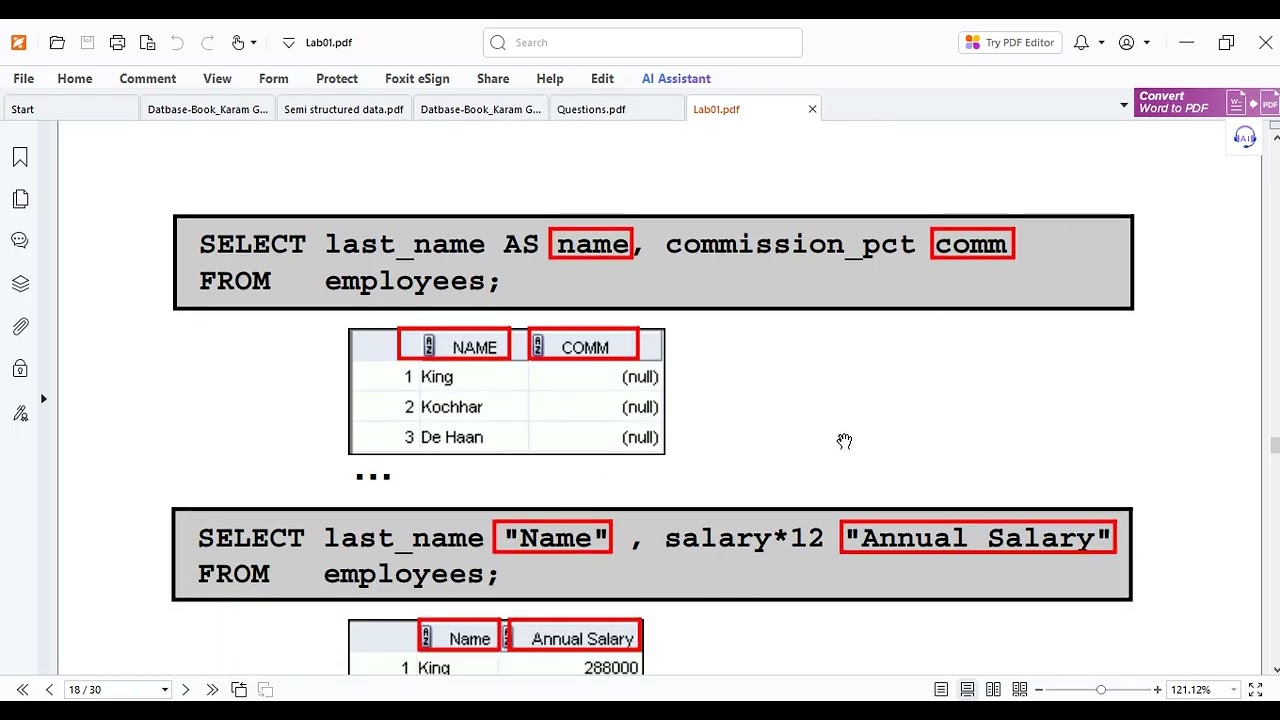 Basic select statement oracle lab 1