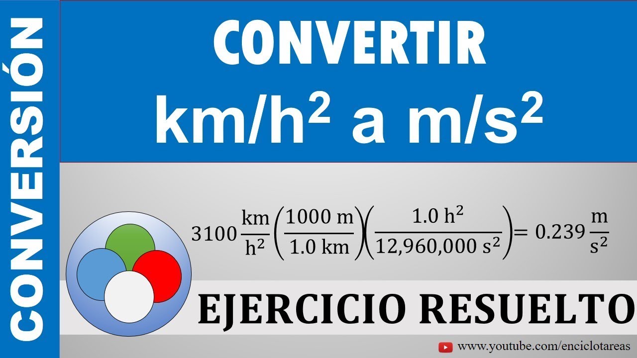 CONVERTIR DE km/h² a m/s²