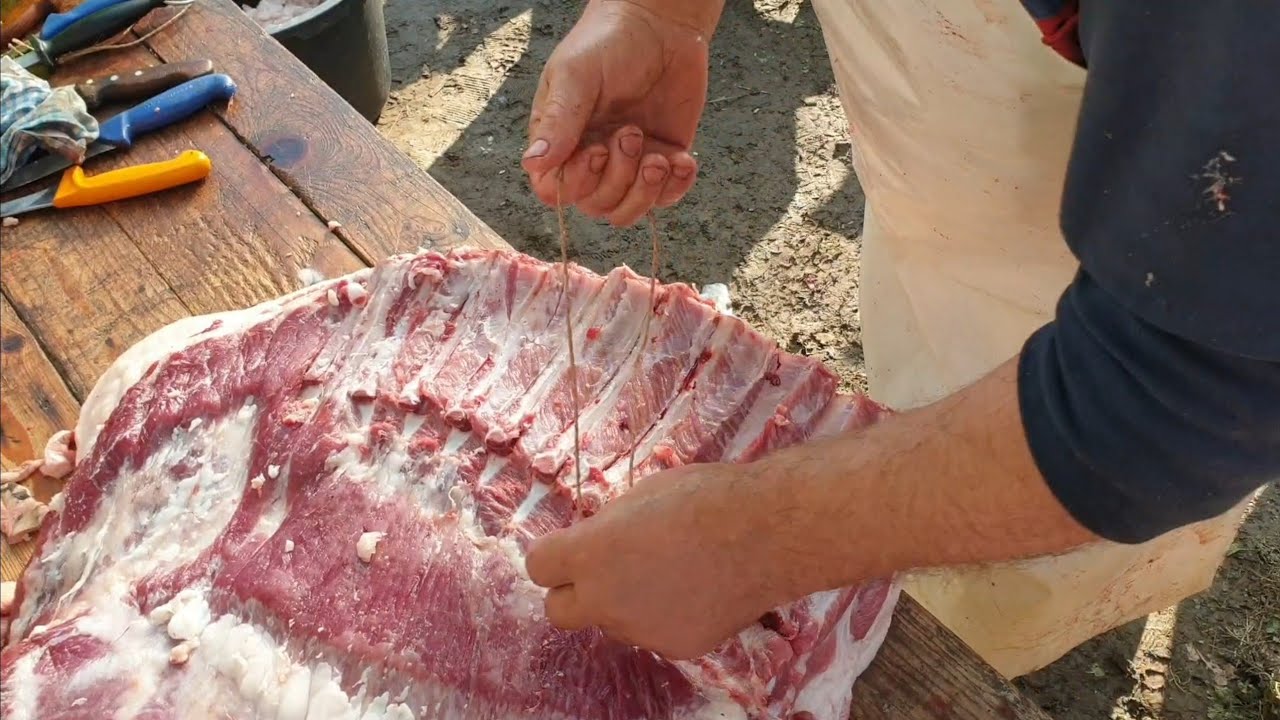 Vadjenje rebara iz slanine špagom - Mesar Suljo