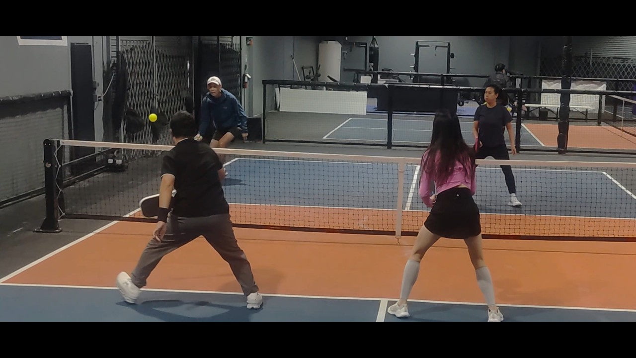Mixed Doubles: MANNY & KARA (near side) vs KEN & JEAN (far side) Pickleball XSCAPE, Westminster, CA.
