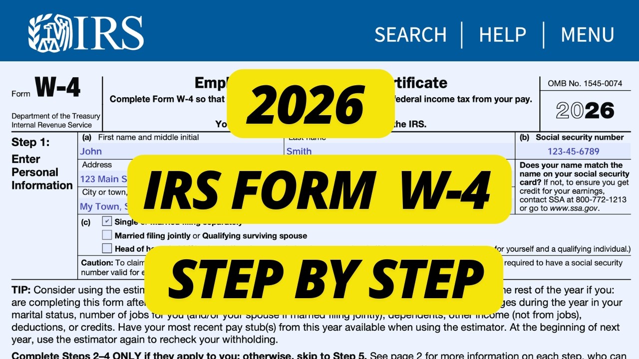 Форма IRS W4 на 2026 год | Как скорректировать налоговые удержания &mdash; налоговая форма W4 | Руковод...