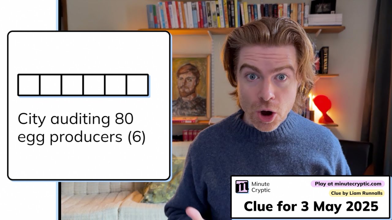 Minute Cryptic Clue 312: City auditing 80 egg producers (6)