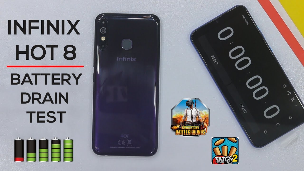 Infinix Hot 8 Battery Drain Test | 5000mAh Battery Drain Time | With PUBG | 100% to 0%