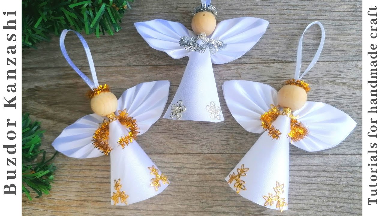 Tutorial kanzashi angyal 06-20/Kanzashi angel - Christmas angel/szatén angyal készítése Karácsonyra