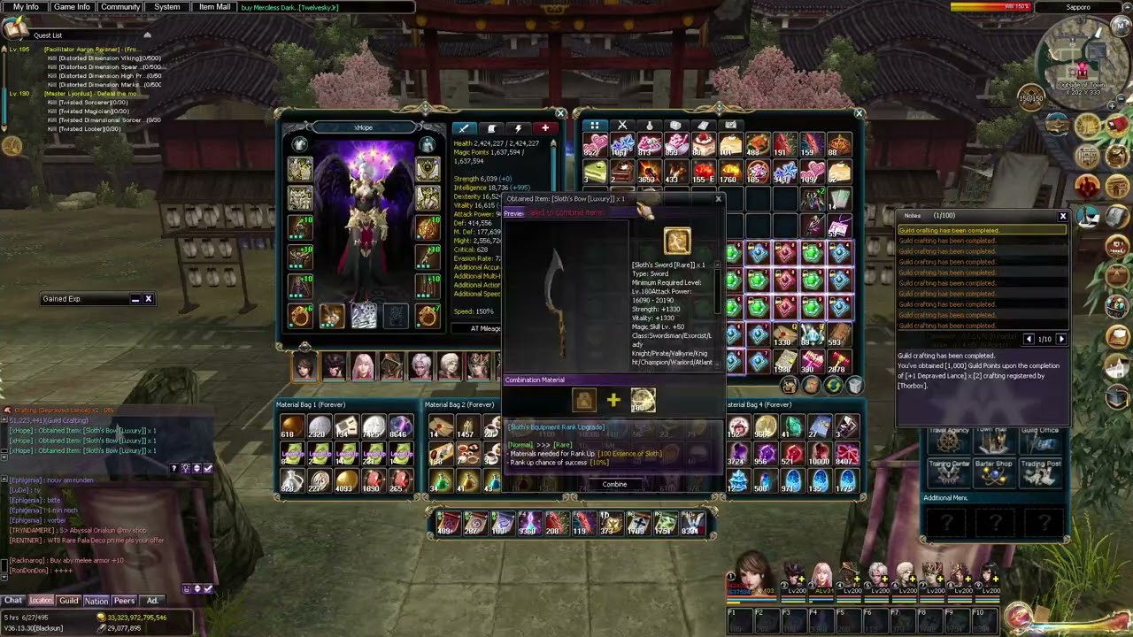 Upgrading Sloth Bow to Legend - Atlantica Online