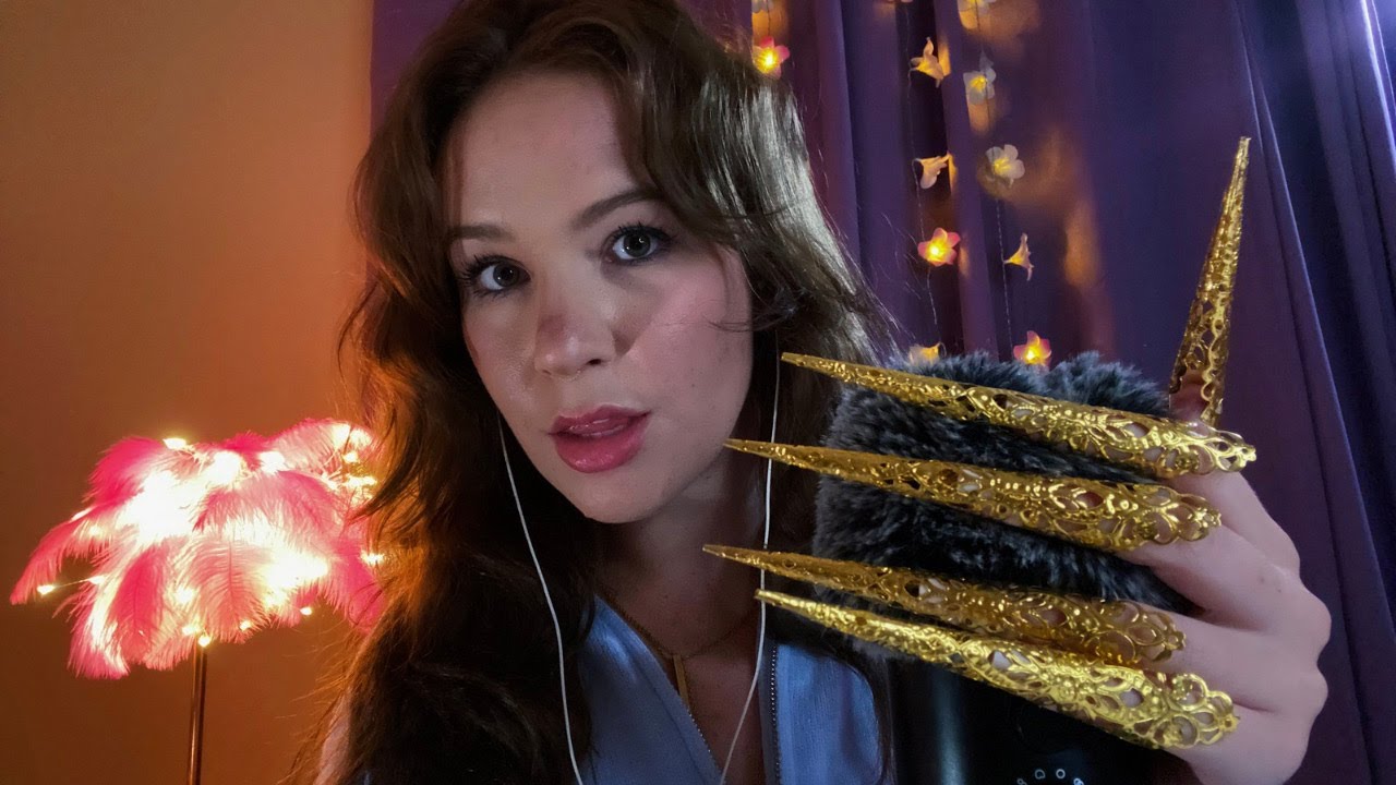 Tingle Master ASMR | Golden claw nails: touching your face & massaging the mic for ultimate tingles