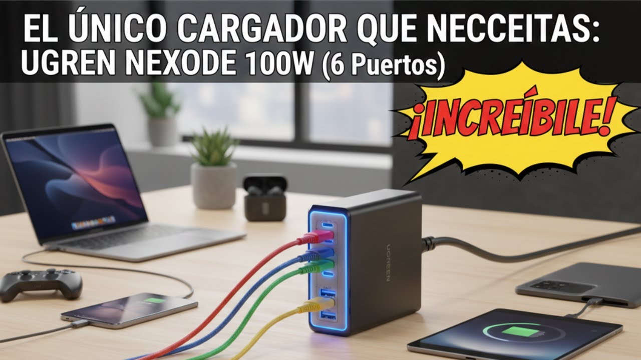 EL ÚNICO CARGADOR QUE NECESITAS: Ugreen estación de carga 100W (6 Puertos)