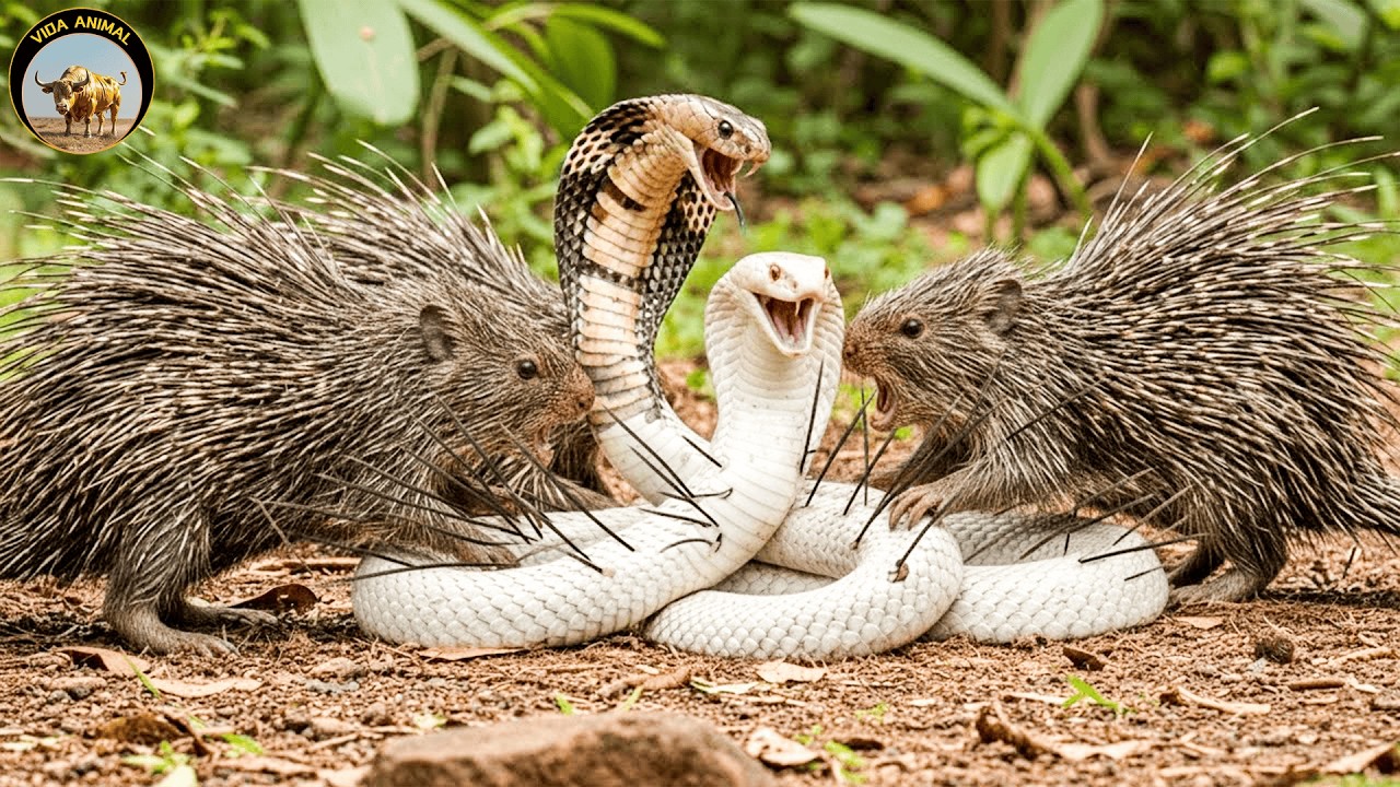 El Que No Teme al Veneno – La Batalla entre el Puercoespín y la Cobra Real #animalessalvajes