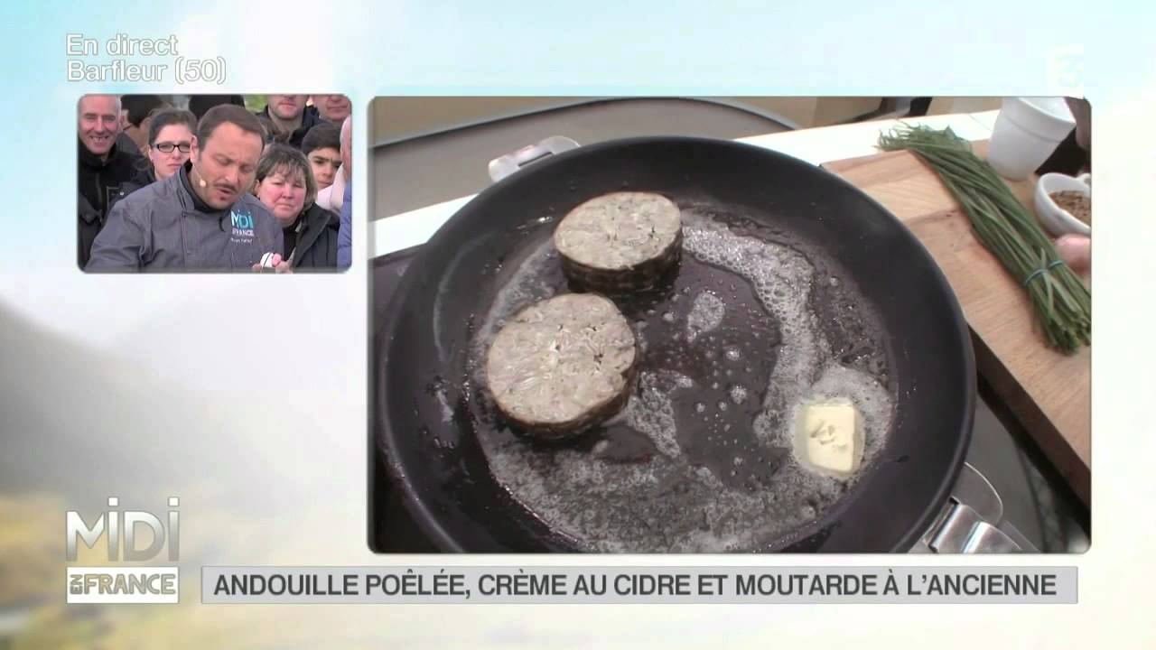 RECETTE : Andouille poêlée, crème au cidre et moutarde à l'ancienne