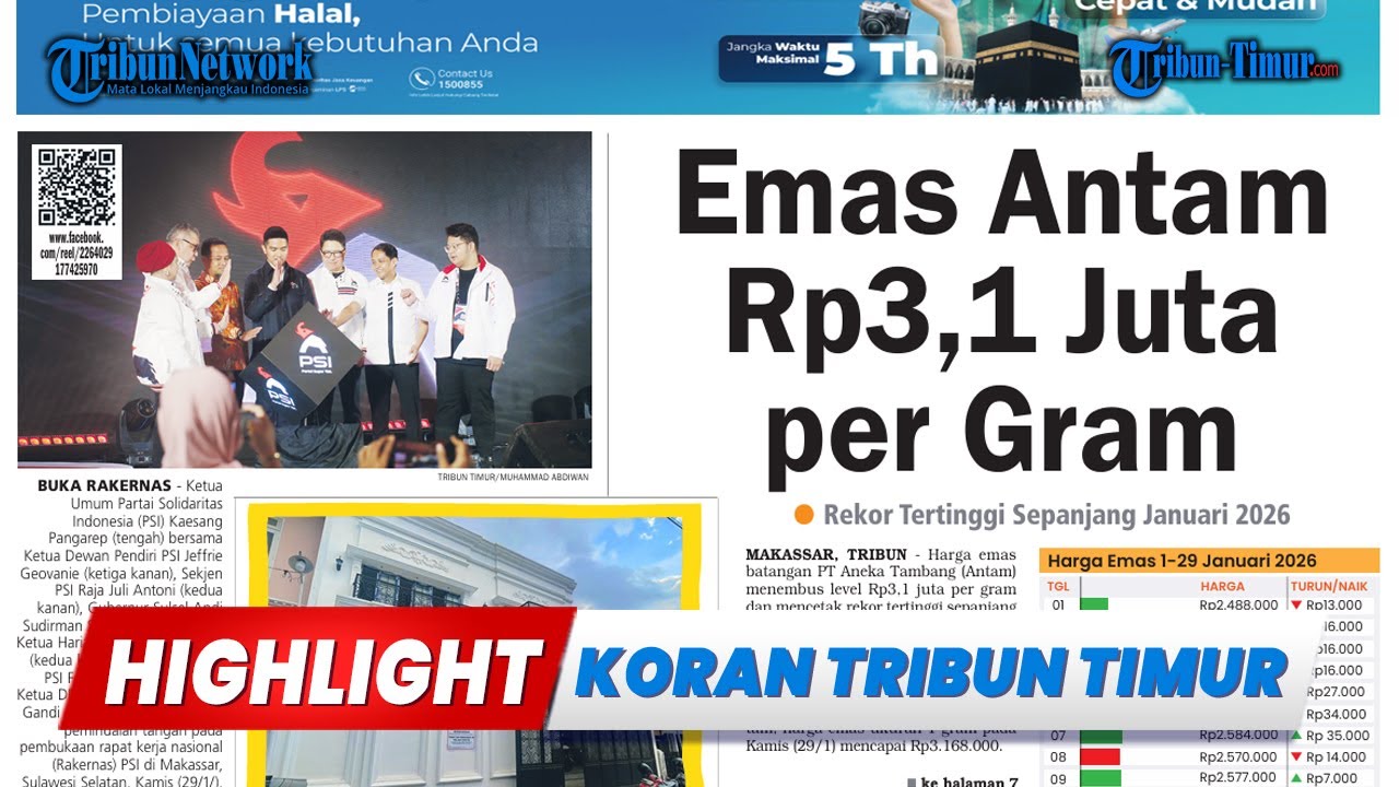 🔴HIGHLIGHT KORAN: Emas Antam Rp3,1 Juta per Gram