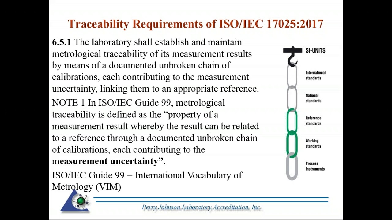 Metrological Traceability of ISO/IEC 17025:2017 along with those specified in PJLA