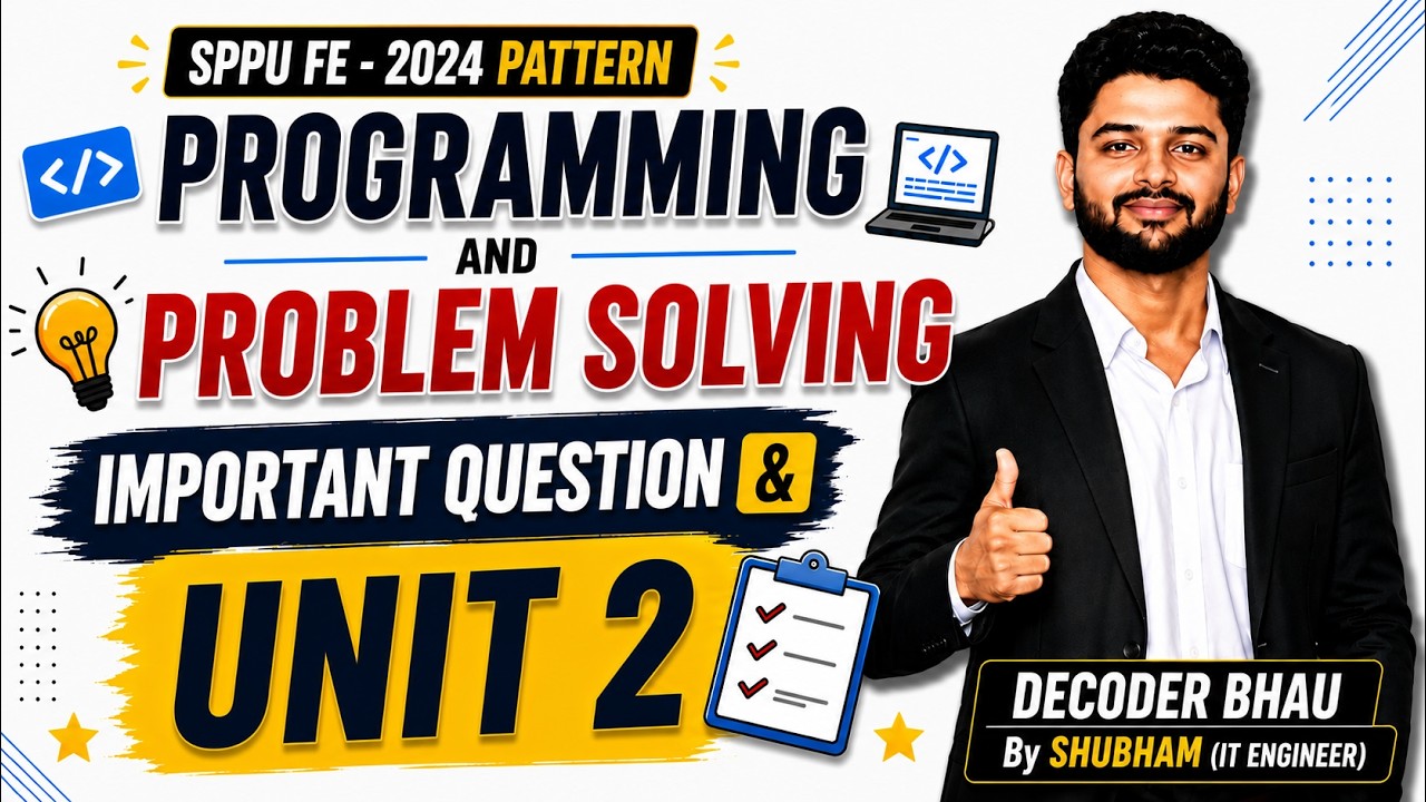 SPPU FE PPS Unit 2 Important Questions 2024 Pattern | #sppu #programmingandproblemsolving