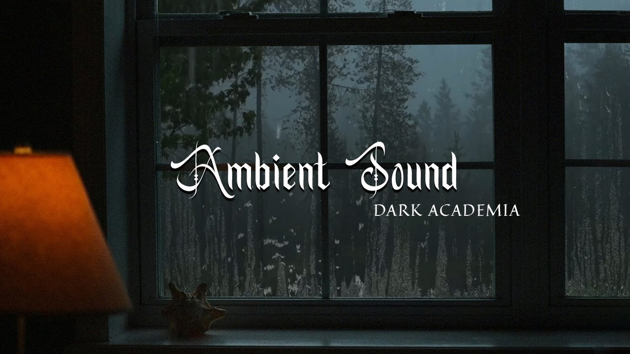 You're studying and listening to music while it's raining | Ambience Sounds (Dark Academia)