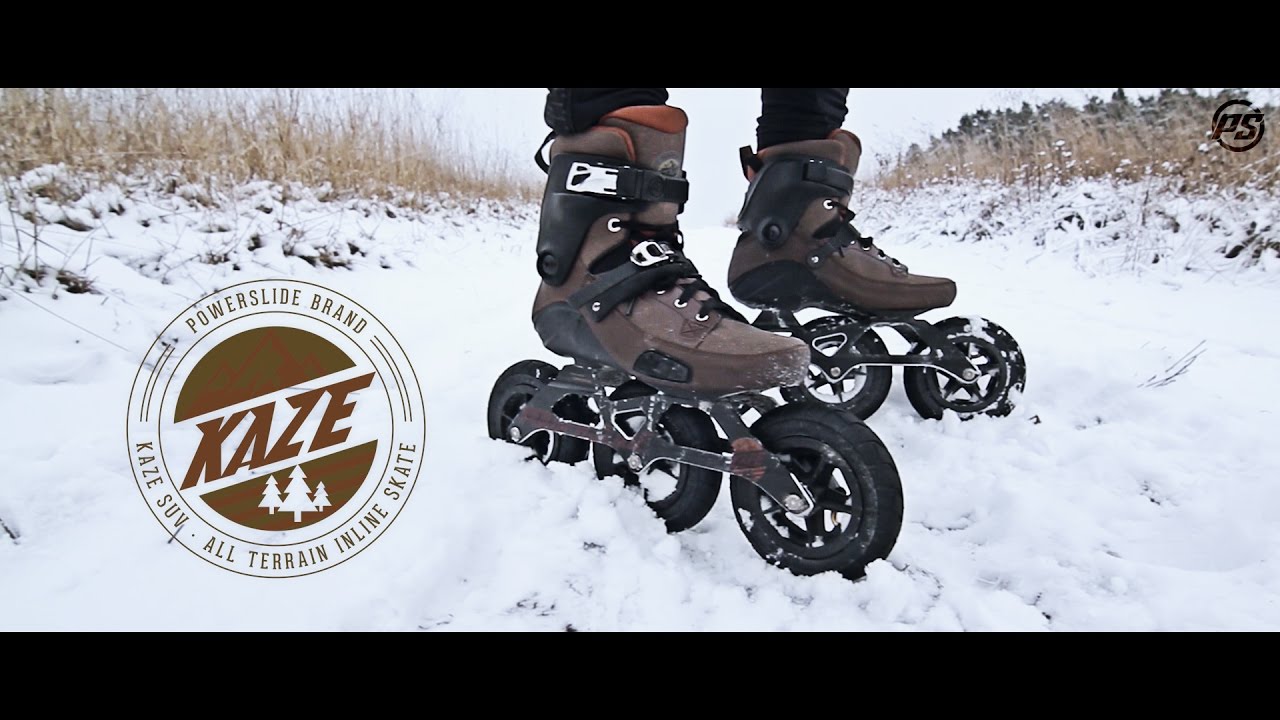 Snow Downhill skating on Powerslide KAZE SUV 150 Off-road skates