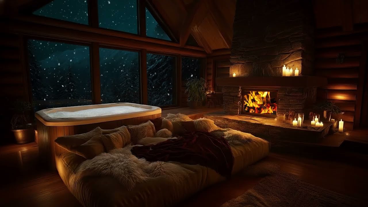 Escape to an Illyrian Mountain Cabin | Warm Winter Fire, Sunken Bath and ACOTAR Ambience