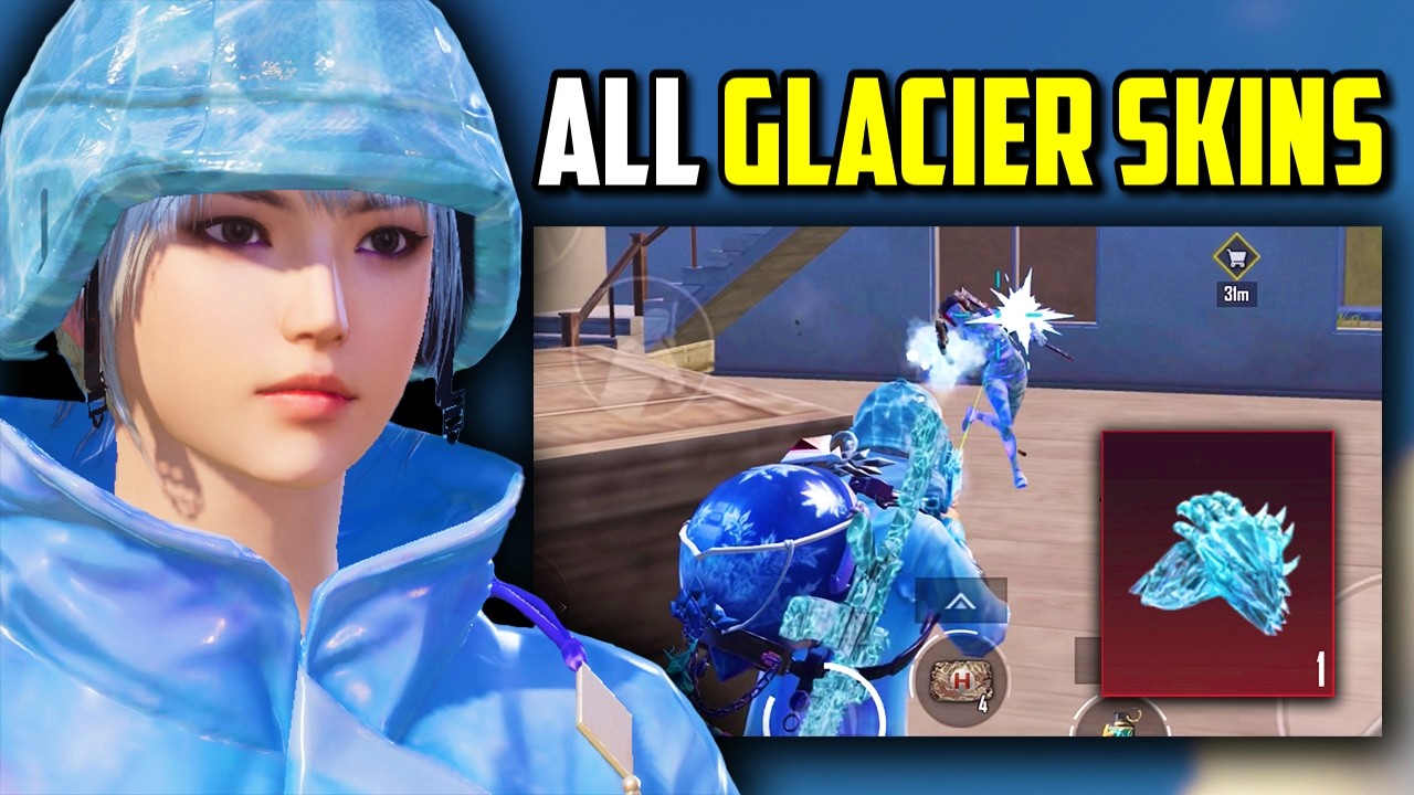 USING ALL GLACIER SKINS IN PUBG MOBILE!!