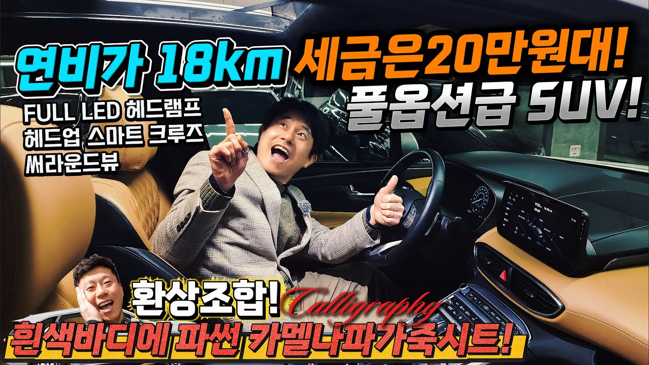 연비가 18km 세금은20만원대! 나오는 풀옵션급 SUV! 흰색바디에 파썬 카멜나파가죽시트! 환상조합 캘리그래피 #가성비 #중고차추천 #킹카tv #전국최저가판매