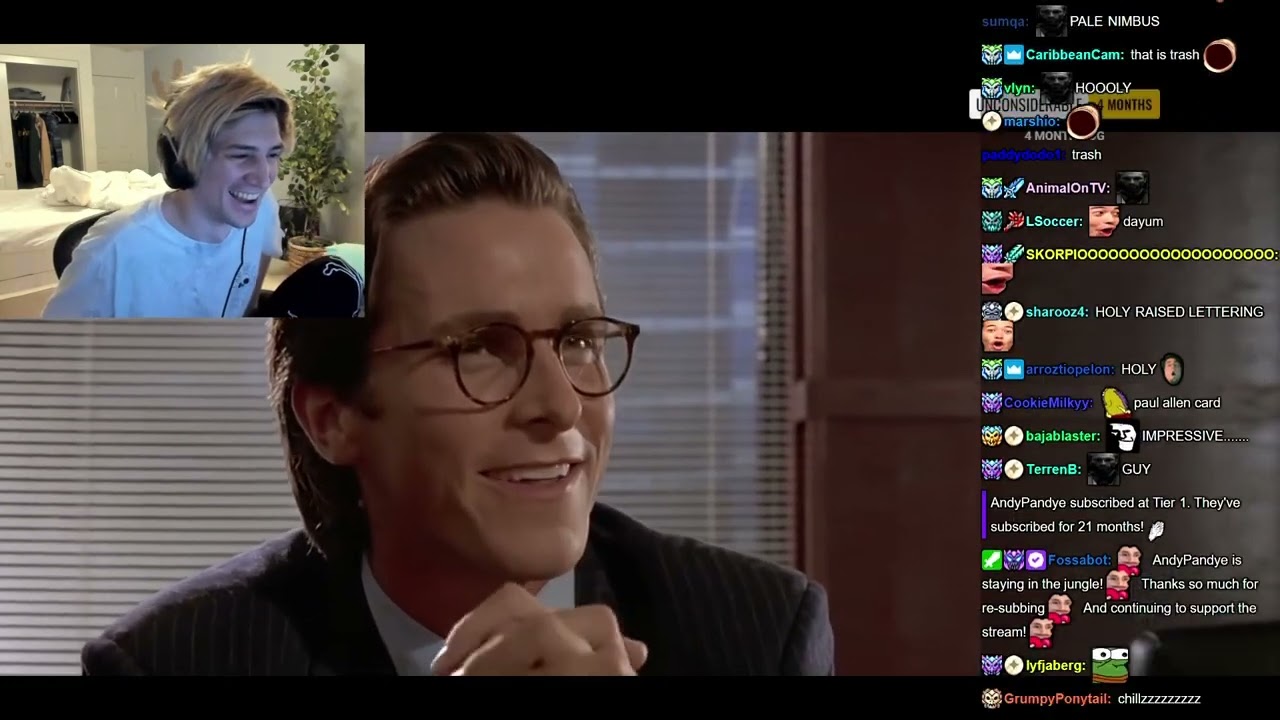 xQc Reacts to American Psycho - Business Card Scene