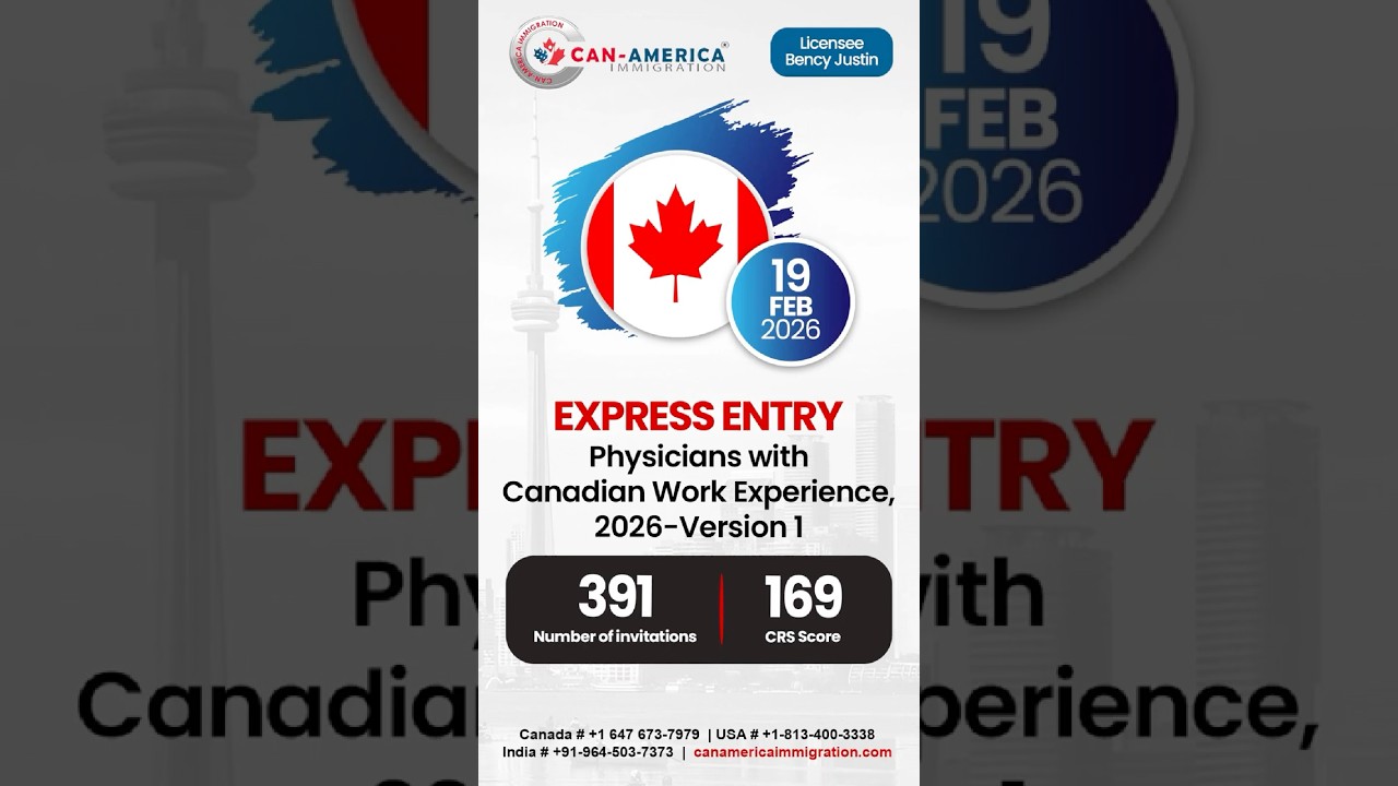Express Entry Feb 19, 2026 | Physicians Draw | CRS 169 | 391 Invitations