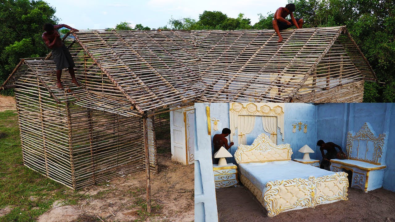 Build wonderful one-storey mud villa design with beautiful bedrooms by primitive technology [part 2]