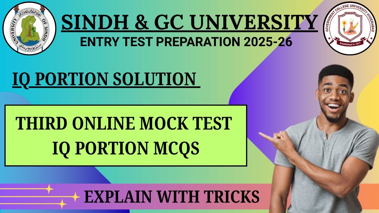Intelligence Questions Portion Solutions || 3rd Online Mock Test for Sindh & GC University Hyderabad