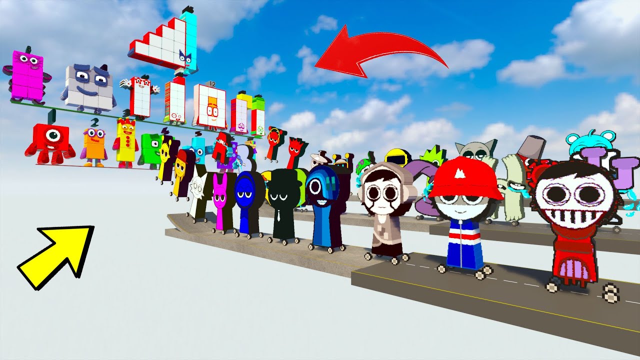 Challenge SPRUNKI Cars and Alphabet Lore Cars vs Numberblocks in Teardown