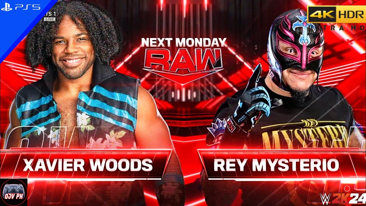 WWE 2K24 (PS5) - XAVIER WOODS vs. REY MYSTERIO | RAW, SEP. 30, 2024 [4K 60FPS]