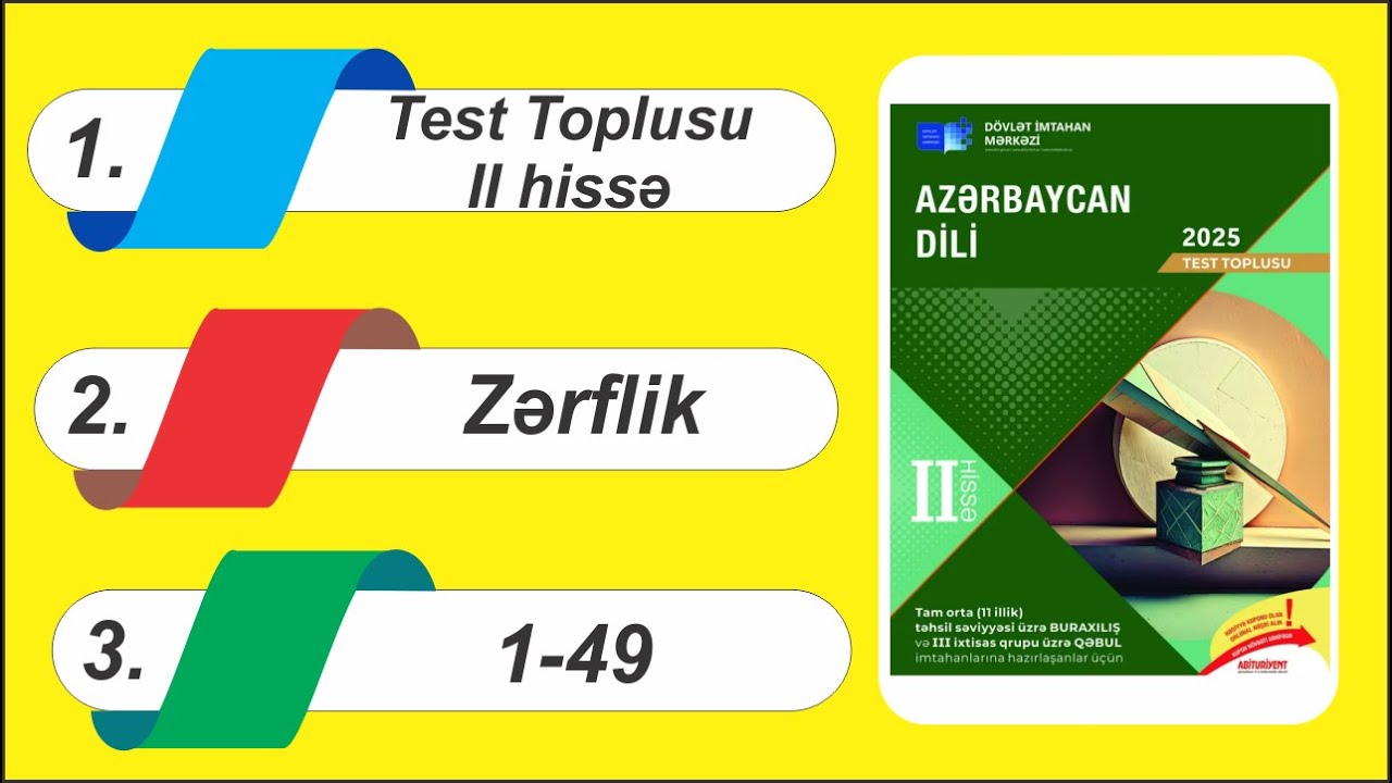 Zərflik və onun ifadə vasitələri / DİM Test toplusu 2025 II hissə / Azərbaycan dili