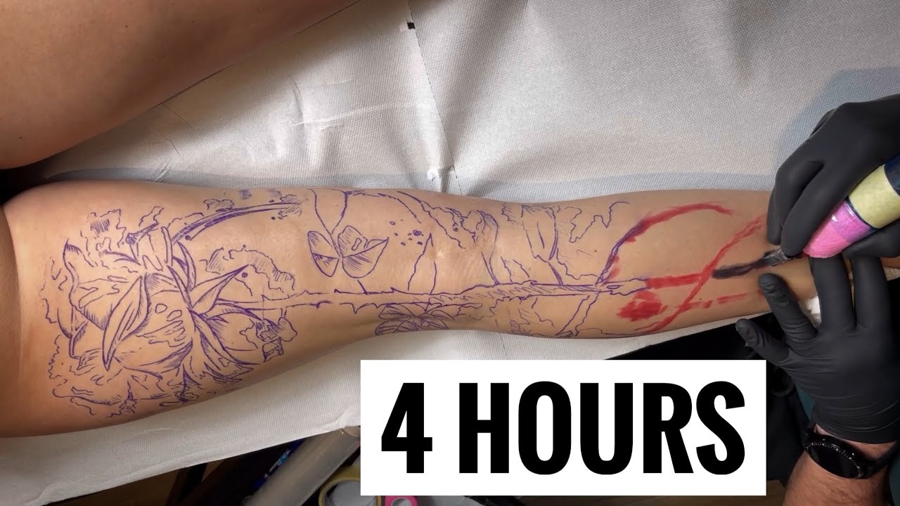 Huge Tattoo in 4 HOURS | Time lapse