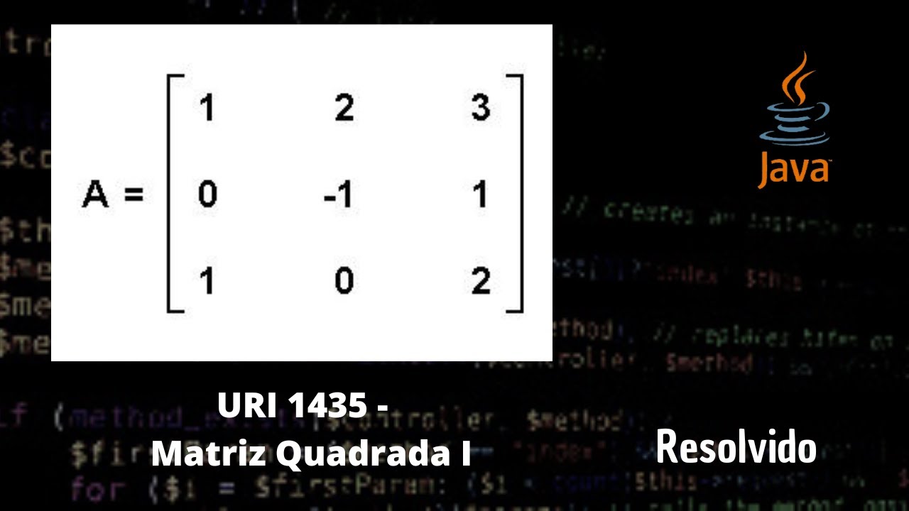 Matriz quadrada I (URI 1435) - Exercício resolvido Java - Beecrowd