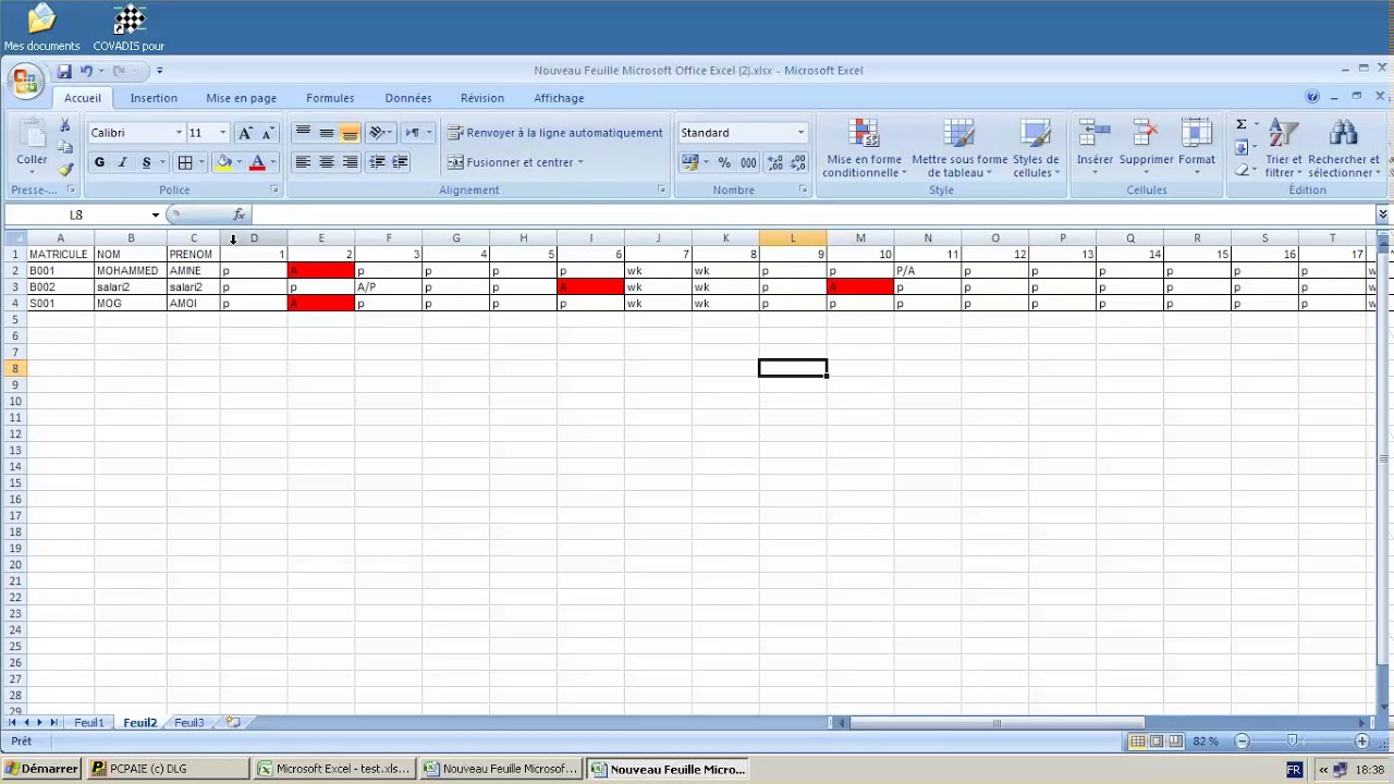 creation fichier POINTAGE et importer vers pcpaie