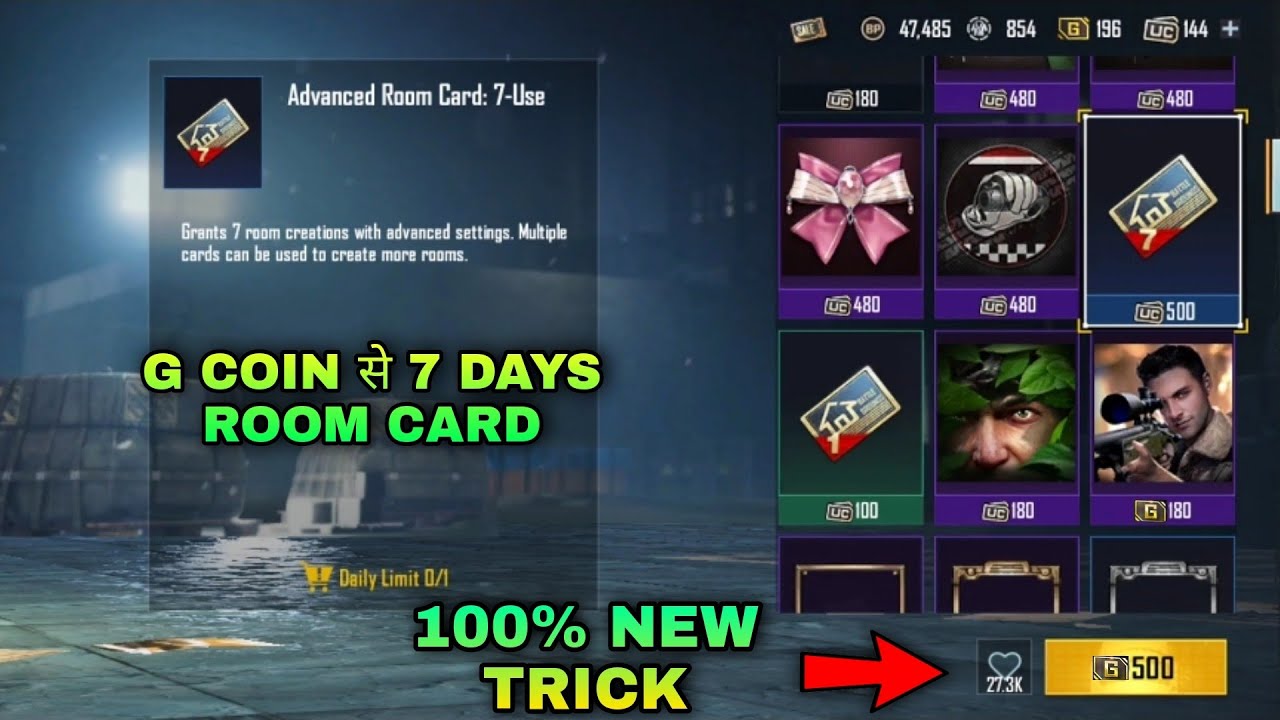 HOW TO PURCHASE BUY 7 DAYS ROOM CARD WITH G COIN IN BGMI PUBG MOBILE | HOW TO GET FREE ROOM CARD