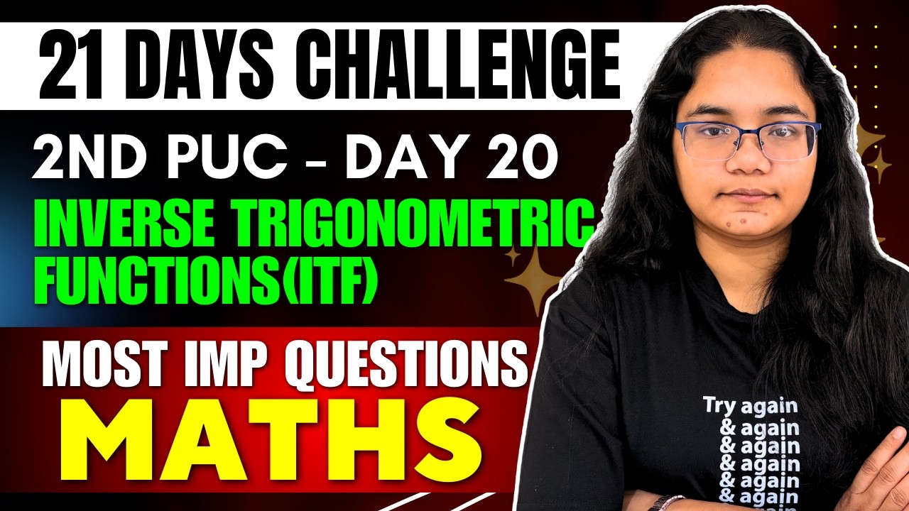 2nd PUC Maths Inverse Trigonometric Functions Most Imp. Questions | 21 Days Challenge Day 20