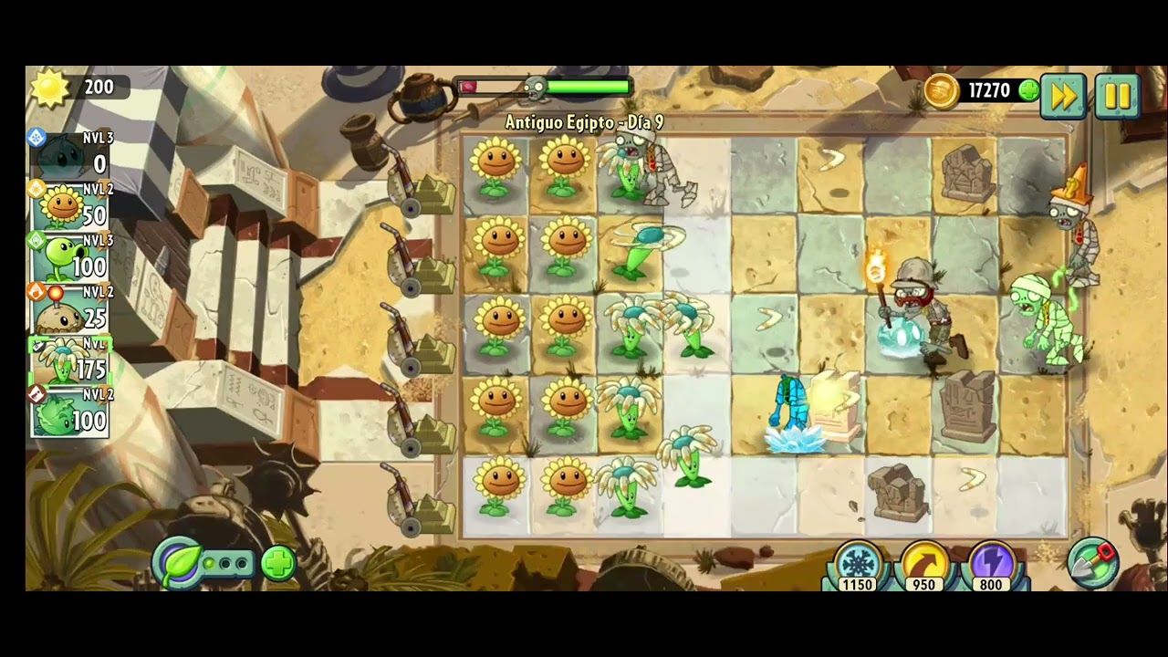 Pvz2 antiguo Egipto - día 9 #plantas_vs_zombies @Xiuhcóatljuegos  pvz2