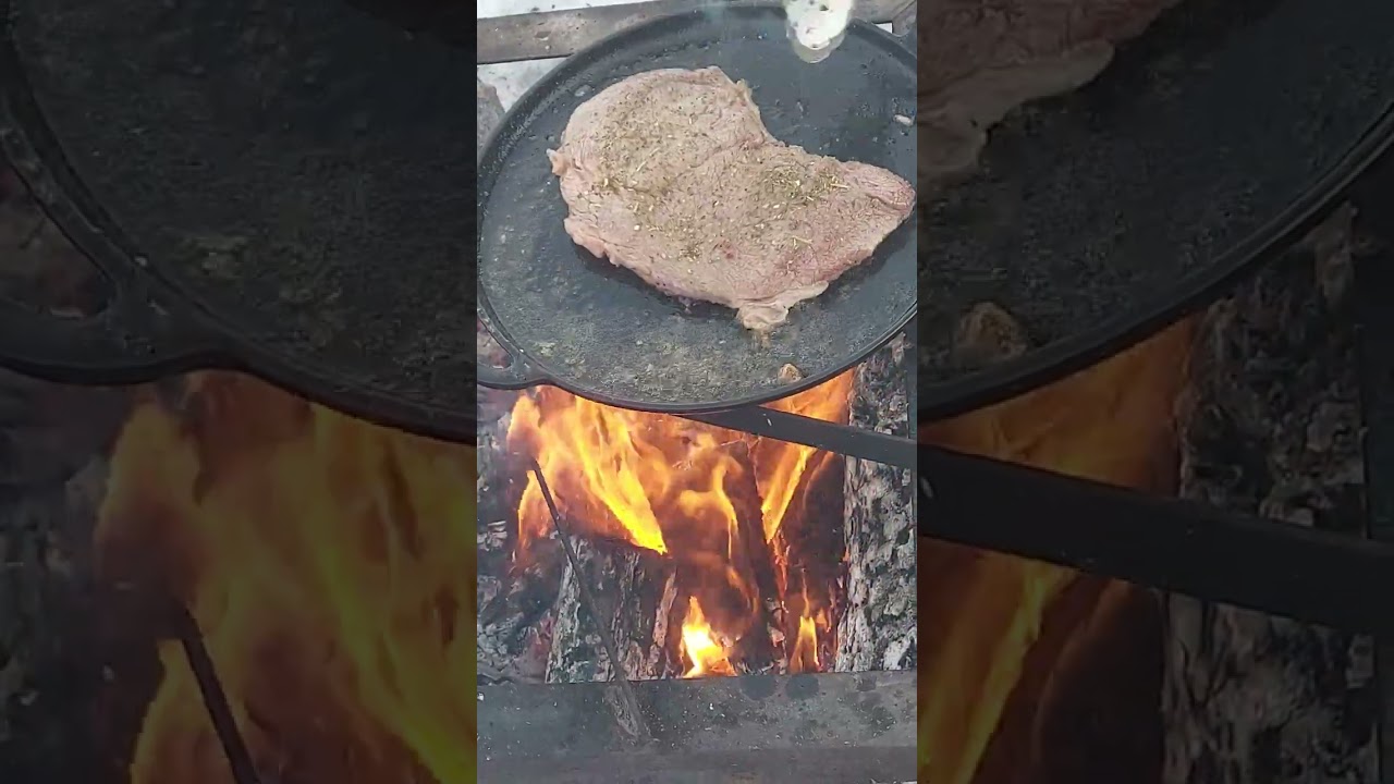 Outdoors cooking in the cold winter months