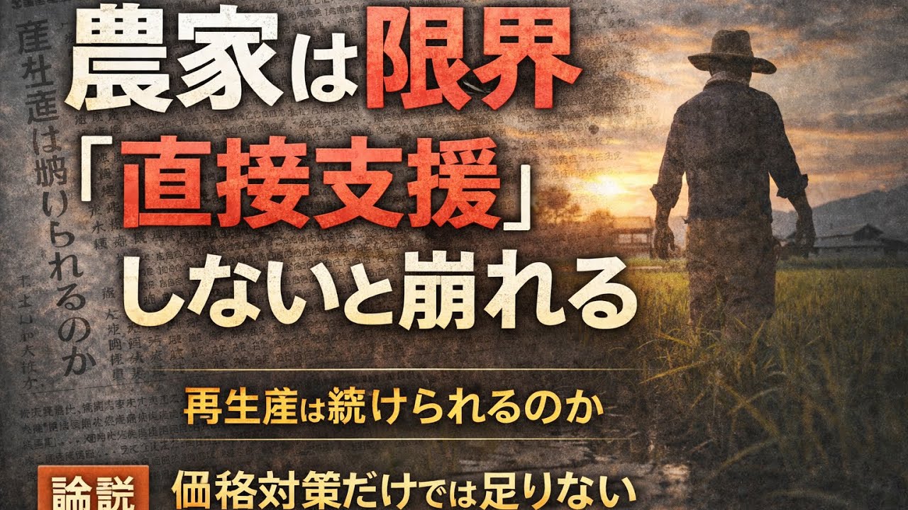 【農業新聞】価格転嫁だけでは限界…農家を守る「直接支援」再検討へ