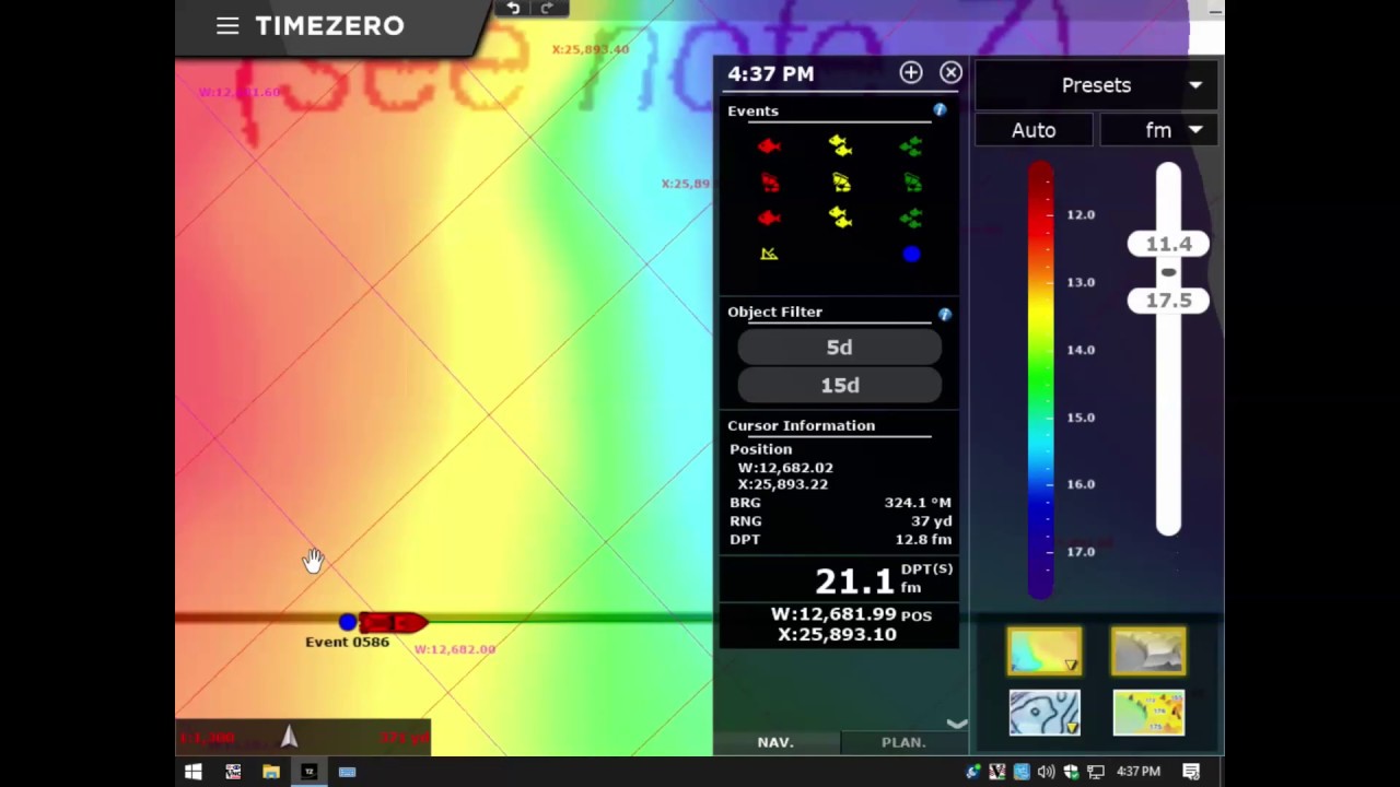 TimeZero Professional V4 event panel