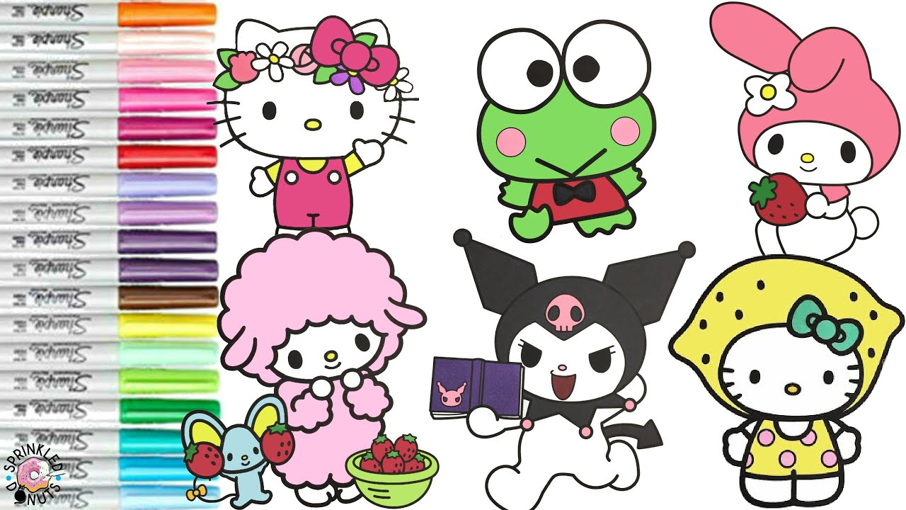 Sanrio Coloring Book Compilation Hello Kitty Kuromi My Melody My Sweet Piano Keroppi Flat