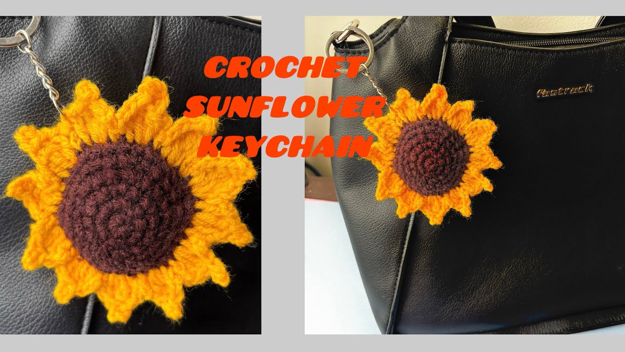 How to Crochet a Sunflower🌻Hanging Accessory | Crochet Sunflower Keychain / Bag Charm ||