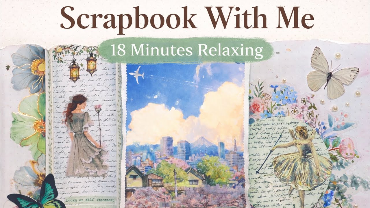 18 Minutes of Relaxing Scrapbooking 🌿 Vintage Collage & Cozy Journaling