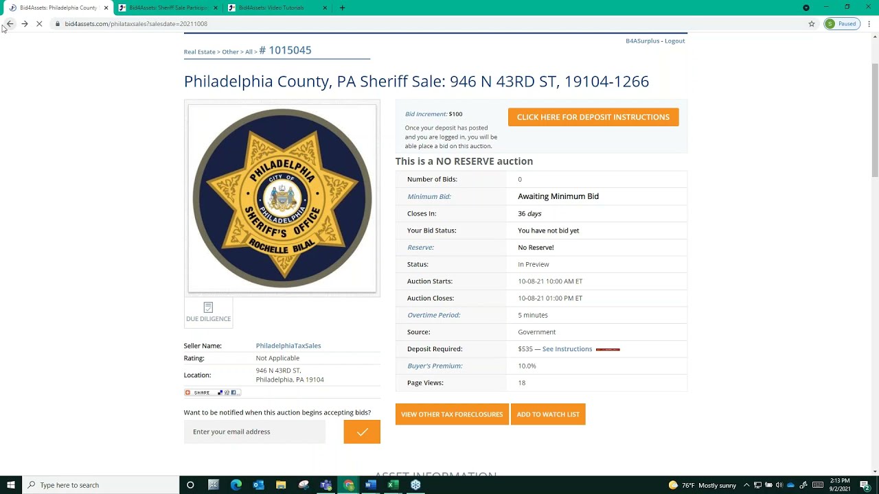 Bid4Assets Tutorial: Philadelphia County Tax Foreclosure Sale Buyer Guide