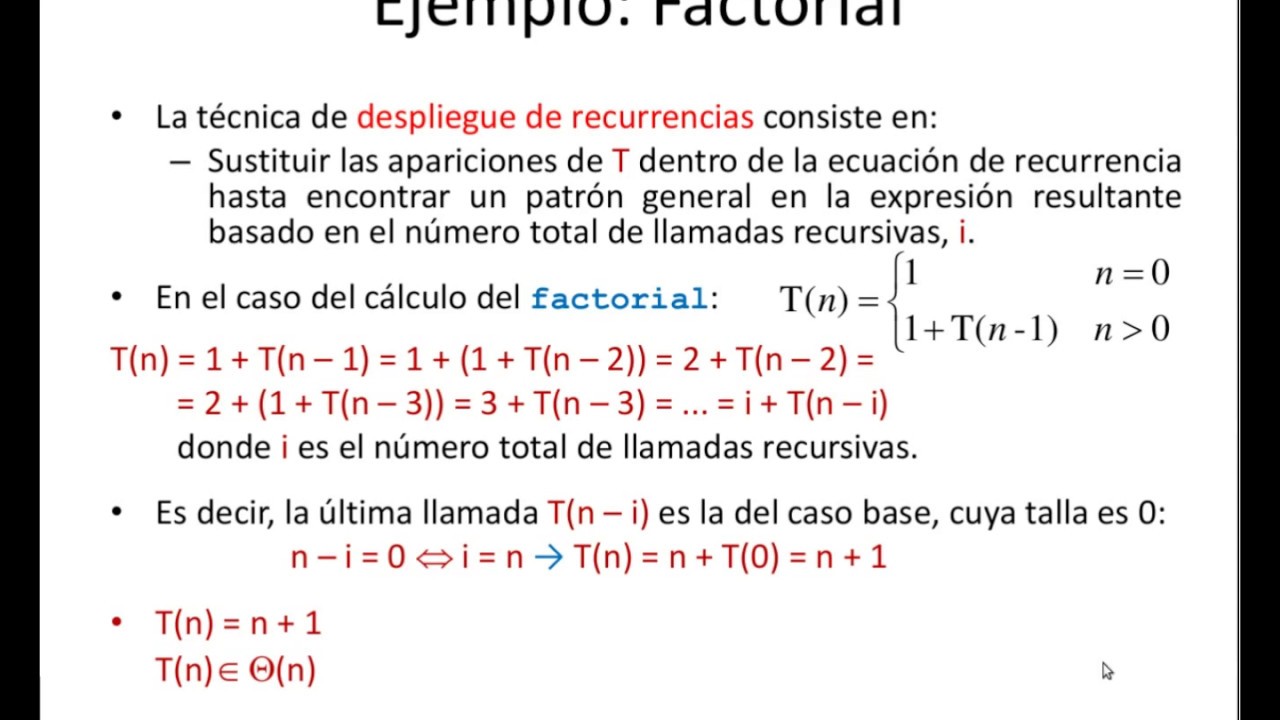 Tema 2.4.- Análisis de Algoritmos Recursivos
