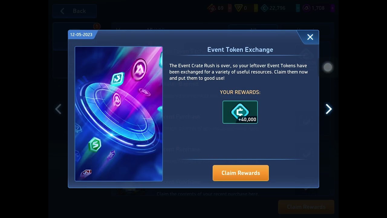 Mech arena // exchanged event tokens for credits