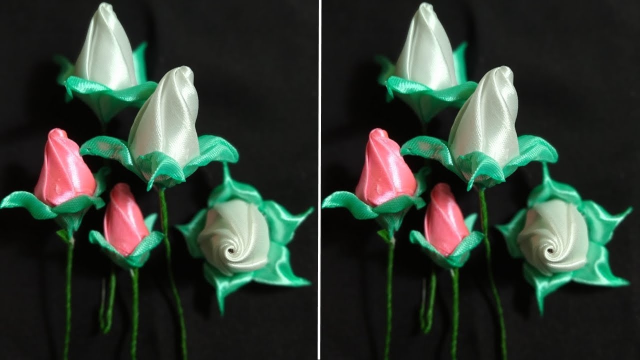 TUTORIAL MEMBUAT BUNGA TULIP DARI PITA SATIN |DIY| How to make tulips flower from satin ribbon