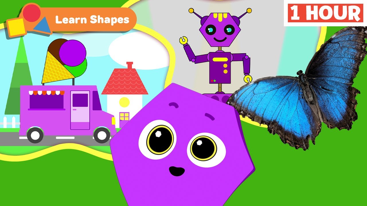 Shapes School | Educational videos for babies | Learn geometric shapes | 1 Hour | First University