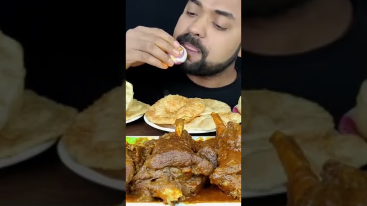Mutton curry puri and seled 