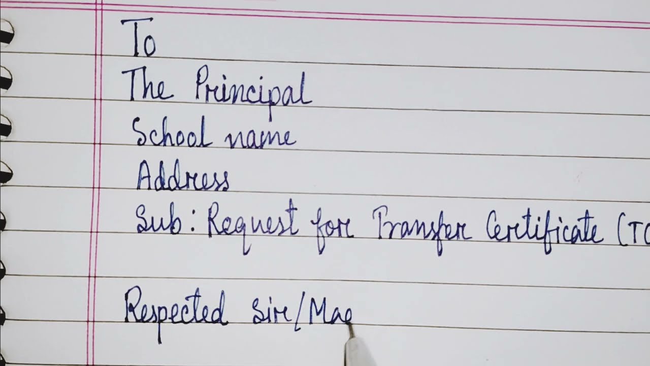 Write An Application for class 10th Transfer Certificate||In English||Handwriting